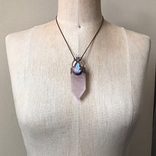 Load image into Gallery viewer, Large Rose Quartz Point Neckalce with Rainbow Moonstone & Raw Clear Quartz - Ready to Ship