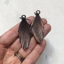 Load image into Gallery viewer, Electroformed Green Macaw Feather Earrings #2 - Ready to Ship