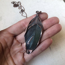 Load image into Gallery viewer, Electroformed Green Macaw Feather Necklace #3- Ready to Ship