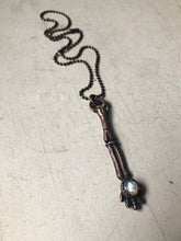 Load image into Gallery viewer, Electroformed Skeleton Arm & Rainbow Moonstone Necklace #2- Ready to Ship