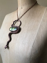 Load image into Gallery viewer, Electroformed Snake & Labradorite Necklace - Ready to Ship
