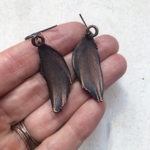 Load image into Gallery viewer, Electroformed Green Macaw Feather Earrings #4 - Ready to Ship