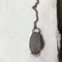 Load image into Gallery viewer, Druzy & Three Raw Clear Quartz Point Necklace - Ready to Ship