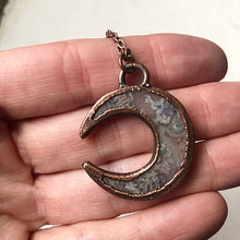 Load image into Gallery viewer, Moss Agate Crescent Moon Necklace #1 - Ready to Ship