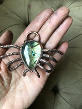Load image into Gallery viewer, Electroformed Spider & Labradorite Necklace #2- Ready to Ship