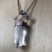 Load image into Gallery viewer, Clear Quartz Polished Point & Labradorite Moon Necklace - Ready to Ship