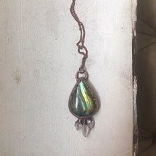 Load image into Gallery viewer, Labradorite Teardrop & Three Crystal Necklace - Ready to Ship