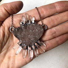 Load image into Gallery viewer, Druzy & Raw Clear Quartz Statement Necklace - Ready to Ship