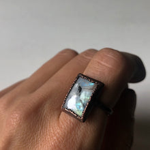 Load image into Gallery viewer, Rainbow Moonstone Ring - Rectangular #2 (Size 7.5-7.75) - Ready to Ship