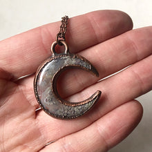 Load image into Gallery viewer, Moss Agate Crescent Moon Necklace #1 - Ready to Ship