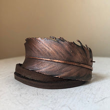 Load image into Gallery viewer, Electroformed Feather and Leather Wrap Bracelet #1 - Ready to Ship