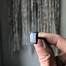 Load image into Gallery viewer, Rainbow Moonstone Ring - Rectangular #5 (Size 9-9.25) - Ready to Ship