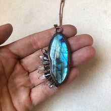 Load image into Gallery viewer, Labradorite Necklace with Clear Quartz Points #2- Ready to Ship