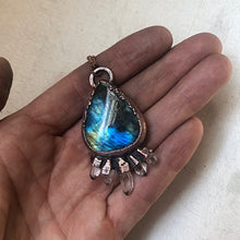 Load image into Gallery viewer, Blue Labradorite Teardrop & Five Crystal Necklace - Ready to Ship