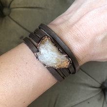 Load image into Gallery viewer, Raw Citrine &amp; Leather Wrap Bracelet/Choker - Summer Solstice Collection 2019
