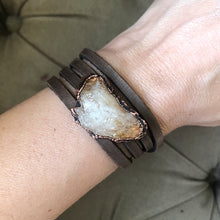 Load image into Gallery viewer, Raw Citrine & Leather Wrap Bracelet/Choker - Summer Solstice Collection 2019
