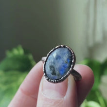 Load and play video in Gallery viewer, Rainbow Moonstone Ring - Oval #2 (Size 4.75) - Ready to Ship
