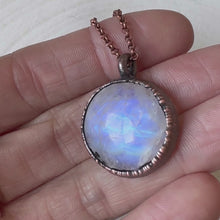 Load and play video in Gallery viewer, Round Rainbow Moonstone Necklace #2 - Ready to Ship
