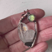 Load and play video in Gallery viewer, Twin Clear Quartz Point with Labradorite Necklace - Ready to Ship
