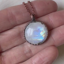 Load and play video in Gallery viewer, Round Rainbow Moonstone Necklace #1 - Ready to Ship
