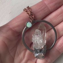 Load and play video in Gallery viewer, Clear Quartz Cluster &amp; Raw Opal Necklace - Ready to Ship
