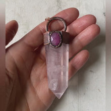 Load and play video in Gallery viewer, Rose Quartz Point with Pink Sapphire Necklace - Ready to Ship
