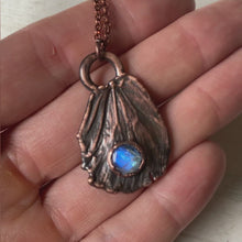 Load and play video in Gallery viewer, Electroformed Butterfly Wing &amp; Rainbow Moonstone Necklace #3 - Ready to Ship

