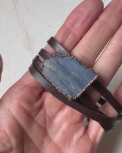 Load and play video in Gallery viewer, Raw Blue Kyanite and Leather Wrap Bracelet/Choker #1 - Ready to Ship
