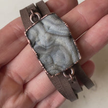 Load and play video in Gallery viewer, Desert Druzy &amp; Leather Wrap Bracelet/Choker - Ready to Ship
