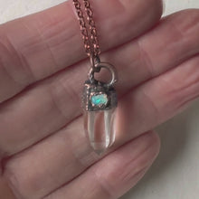 Load and play video in Gallery viewer, Clear Quartz Point &amp; Raw Opal Necklace #3 - Ready to Ship
