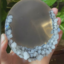Load and play video in Gallery viewer, Clear Quartz Druzy &amp; Opal Scrying Mirror - Ready to Ship
