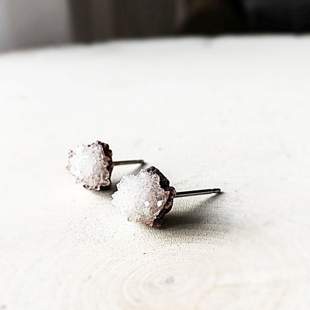 Clear Quartz Druzy Earrings - Made to Order