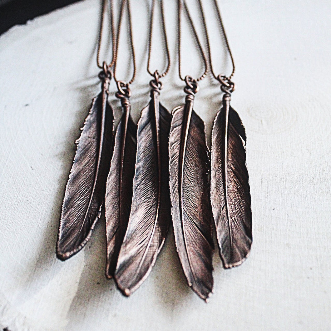 Electroformed Feather Necklace - Made to Order