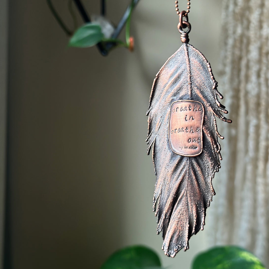 Electroformed Wild Feather Messenger Necklace - Ready to Ship