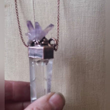 Load and play video in Gallery viewer, Clear Quartz Polished Point &amp; Vera Cruz Amethyst Necklace - Ready to Ship
