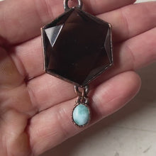 Load and play video in Gallery viewer, Smoky Quartz Hexagon &amp; Larimar Necklace - Ready to Ship
