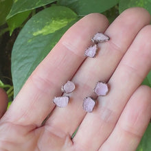 Load and play video in Gallery viewer, Raw Rose Quartz Stud Earrings - Made to Order
