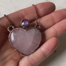 Load and play video in Gallery viewer, Rose Quartz Heart &amp; Pink Sapphire Necklace
