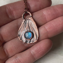 Load and play video in Gallery viewer, Electroformed Butterfly Wing &amp; Rainbow Moonstone Necklace #2 - Ready to Ship
