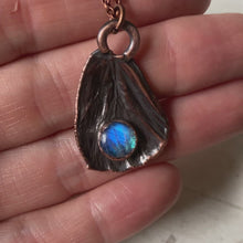 Load and play video in Gallery viewer, Electroformed Butterfly Wing &amp; Rainbow Moonstone Necklace #1 - Ready to Ship
