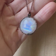 Load and play video in Gallery viewer, Round Rainbow Moonstone Necklace #1 - Ready to Ship
