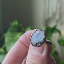 Load and play video in Gallery viewer, Rainbow Moonstone Ring - Oval #1 (Size 4.25) - Ready to Ship
