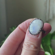 Load and play video in Gallery viewer, Rainbow Moonstone Ring - Oval #5 (Size 6.25) - Ready to Ship
