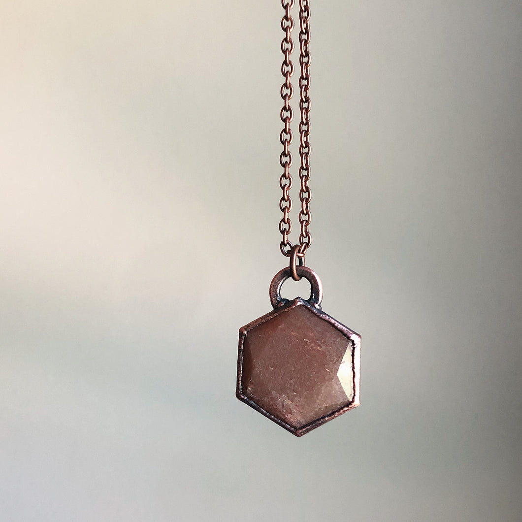 Sunstone Hexagon Necklace #2 - Ready to Ship