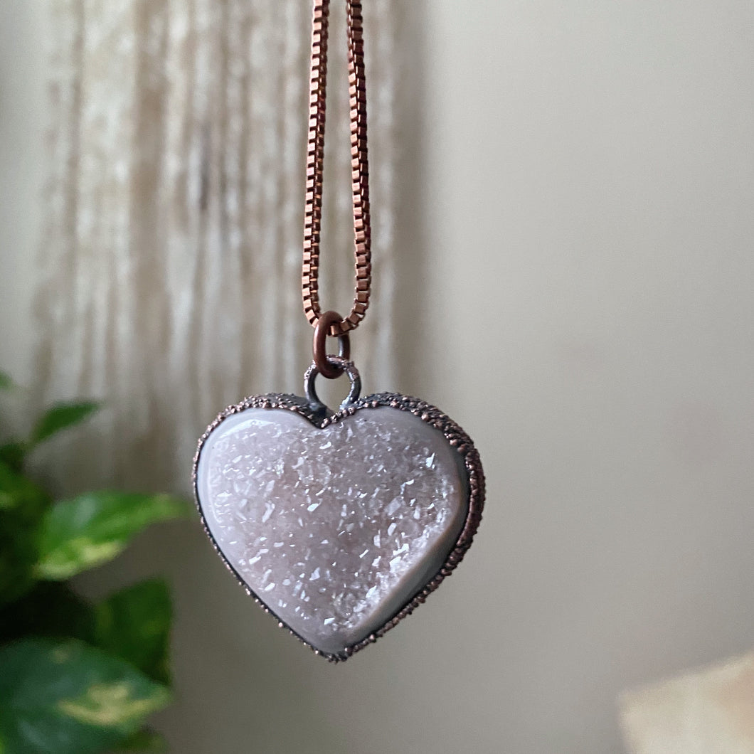 Agate Druzy “Broken Open” Heart Necklace - Ready to Ship