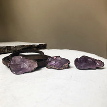 Load image into Gallery viewer, Raw Amethyst and Leather Wrap Bracelet/Choker - Made to Order
