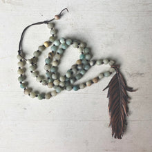 Load image into Gallery viewer, Electroformed Feather and Amazonite Necklace
