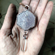 Load image into Gallery viewer, Raw Ruby &amp; Double Terminated Clear Quartz Point Necklace #1
