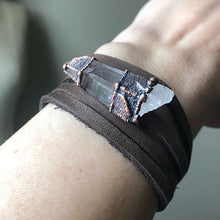 Load image into Gallery viewer, Raw Clear Quartz Point and Leather Wrap Bracelet/Choker - Ready to Ship

