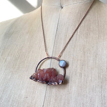 Load image into Gallery viewer, Pink Amethyst Cluster with Rainbow Moonstone Necklace #3
